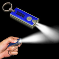 2 1/2"x1" Silver/Blue Rectangle Flash Light Keychain